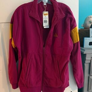 adidas Magenta Jean-Style Jacket with Yellow Accents